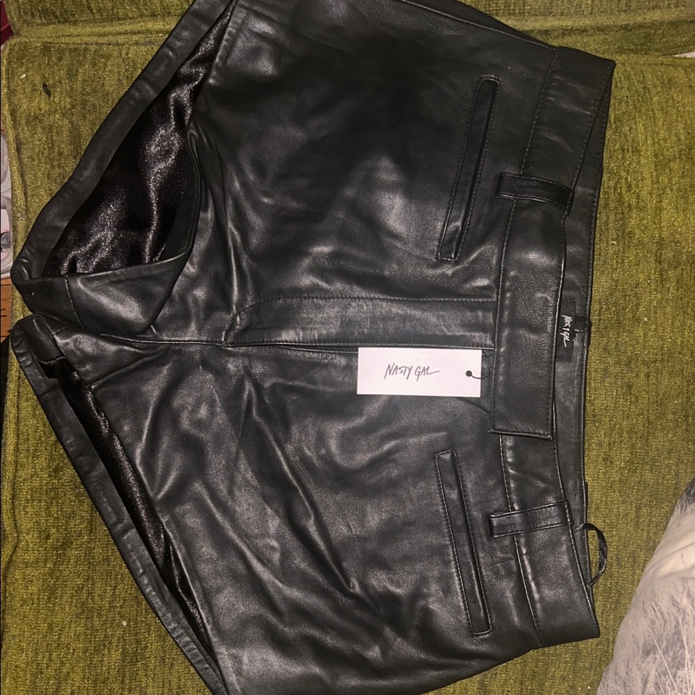 Nasty Gal Dark Faux Leather Shorts